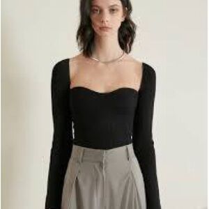 Pixie Market Black Chiara Top Sz M